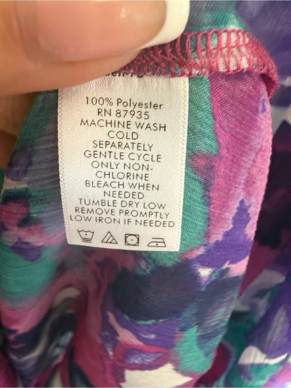 Susan Graver Sheer Floral Kimono Duster 2X Purple/Pink/Teal. Wrinkle Resistant - Picture 5 of 6